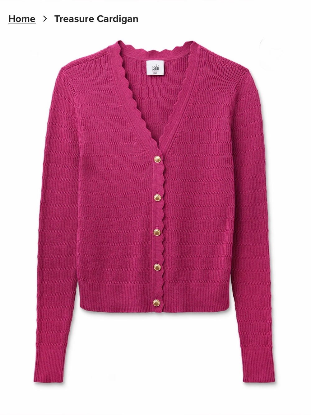 cabi Treasure Cardigan Fuschia Size Large EUC
